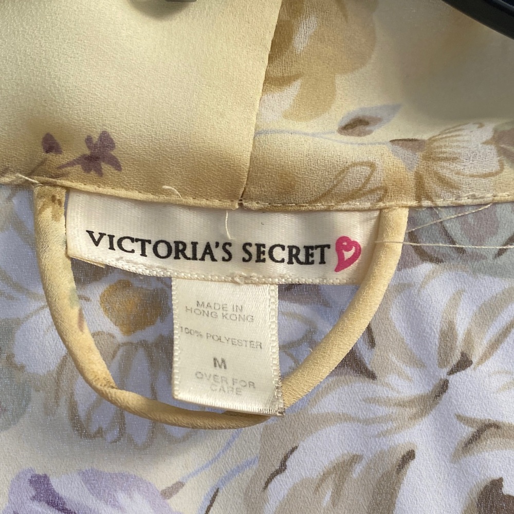 Vintage Victoria's Secret Sheer Floral Tie-Front Robe - Picture 4 of 6